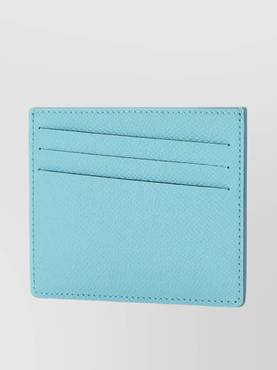 Shop Maison Margiela Four Stitches Leather Cardholder In Blue