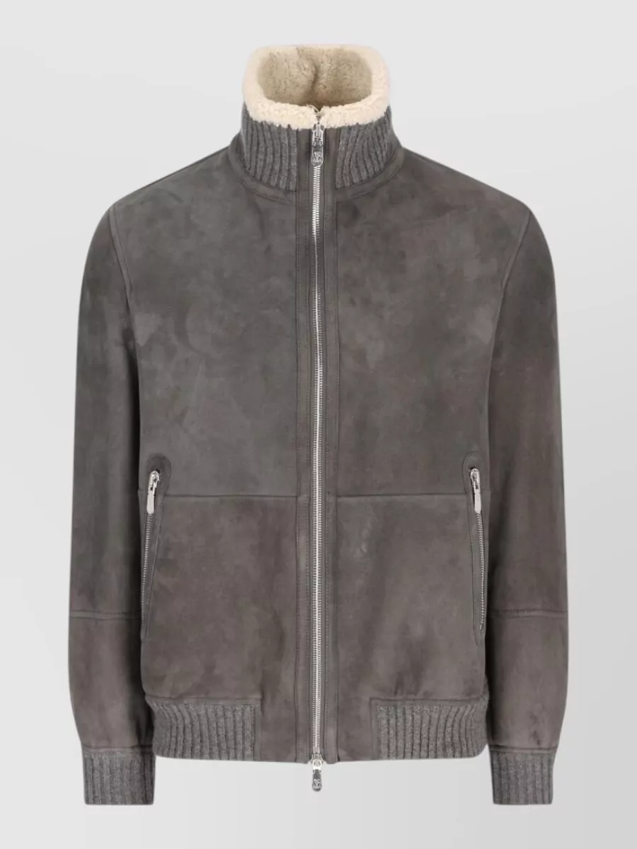 Brunello Cucinelli Shearling high-neck bomber jacket