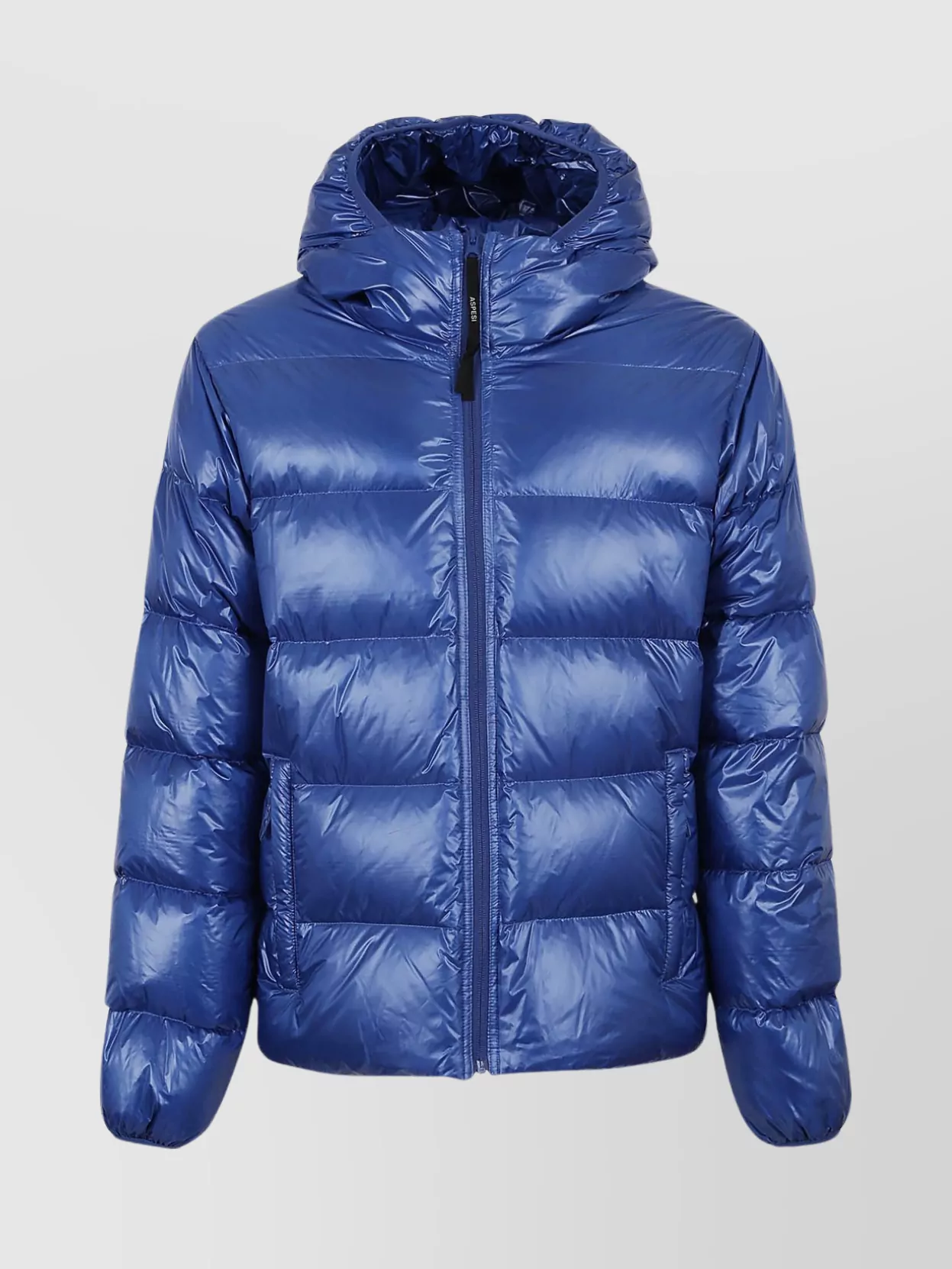 Shop Aspesi Quilted Hooded Jacket With Elasticated Cuffs In Blue