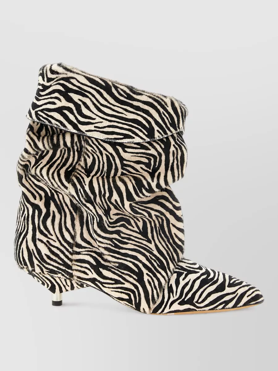 Isabel Marant Leather Zebra Print Ankle Boots