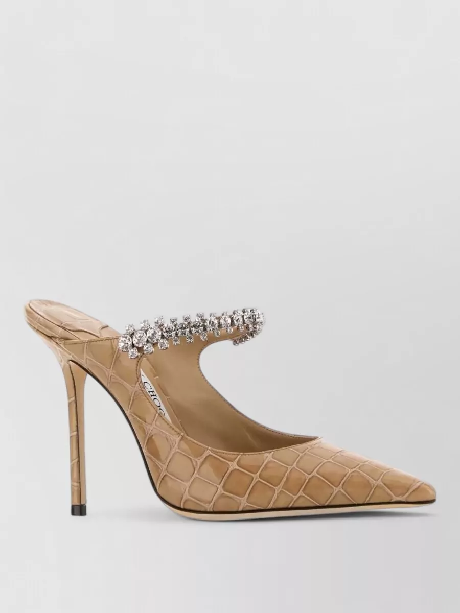 Jimmy Choo Leather Crystal-Embellished Mules