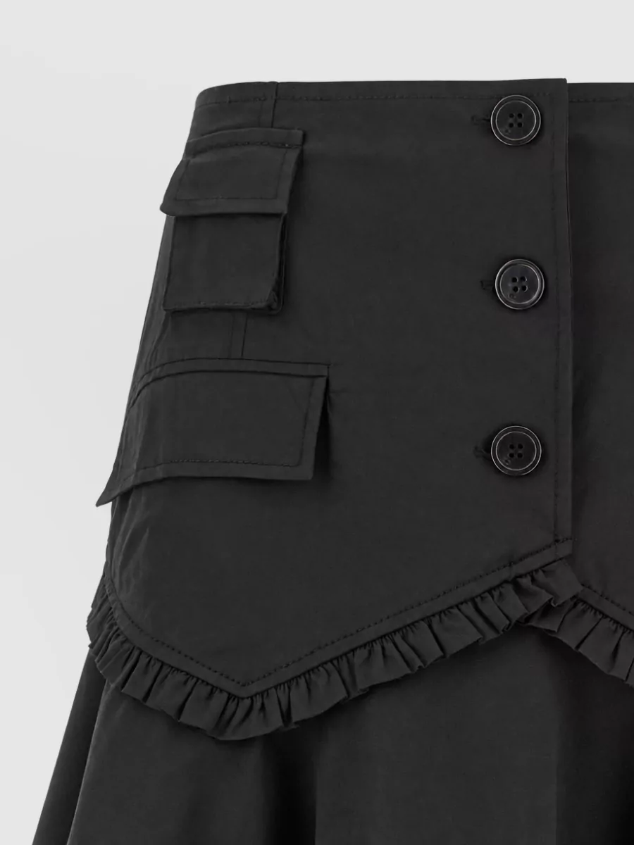 Ganni Black Stretch Cotton A-Line Skirt