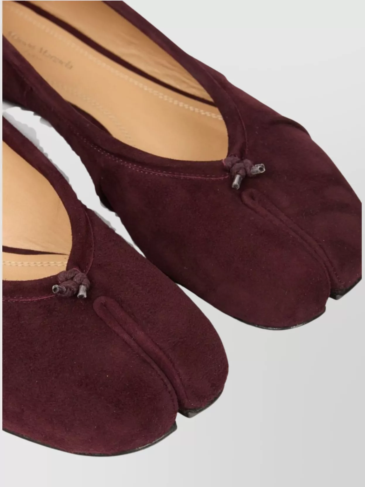 Maison Margiela Split Toe Suede Ballerina Shoes With Bow