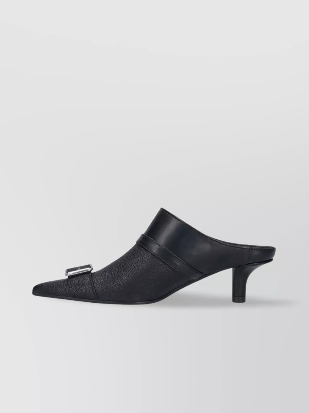 Mm6 Maison Margiela Pointed Toe Kitten Heel Mules With Textured Finish