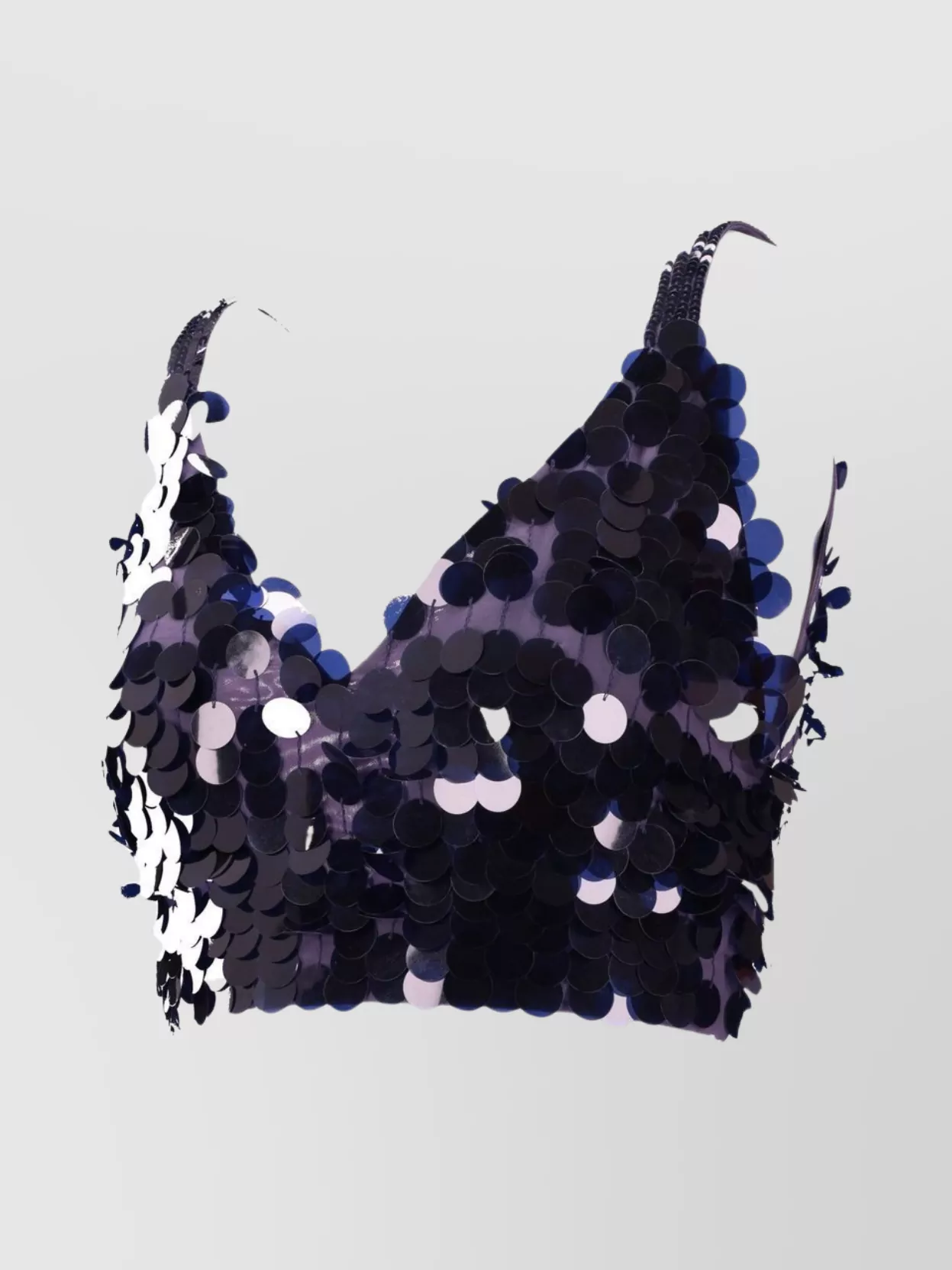 P.a.r.o.s.h Sequin Cropped Sleeveless V-neck Lingerie In Blue