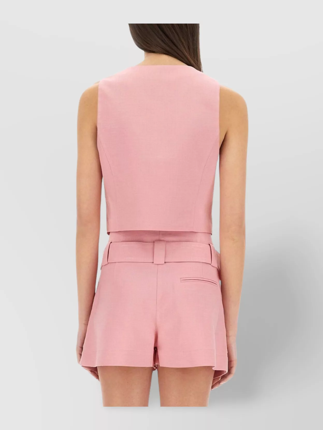 Msgm Waist Belted Cropped Vest V-neckline