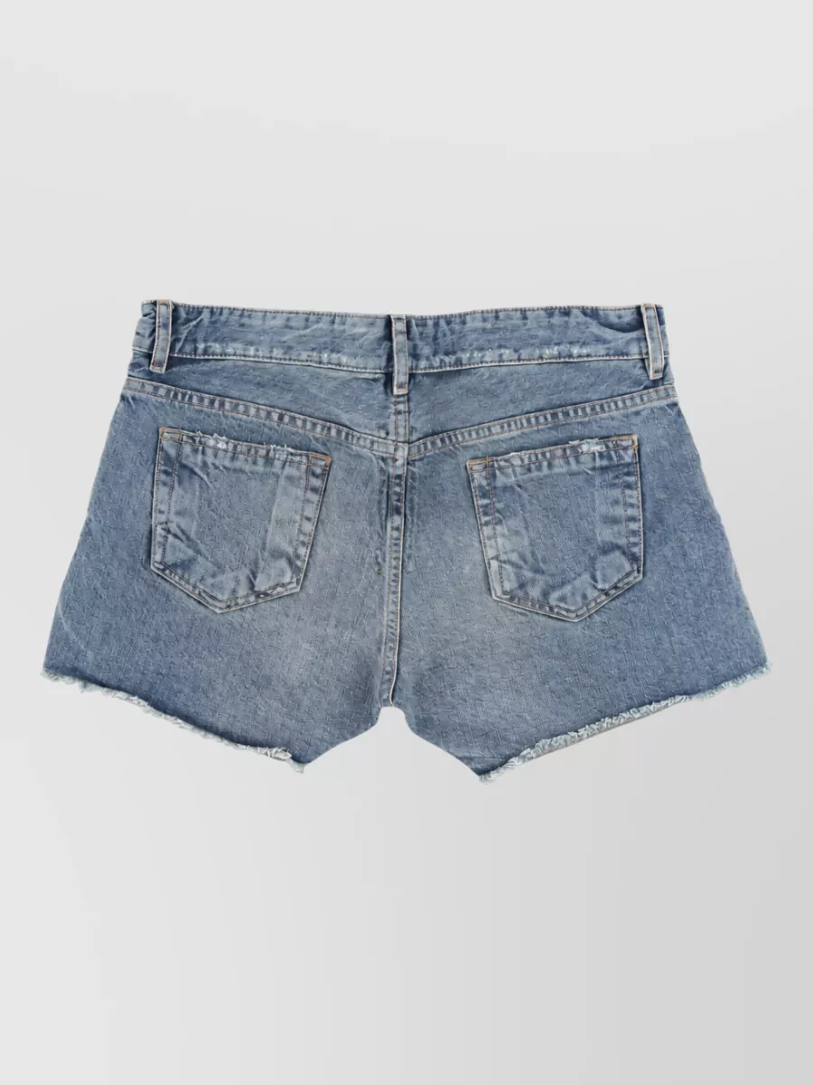 Rick Owens Drkshdw High Waist Denim Shorts Distressed Hem