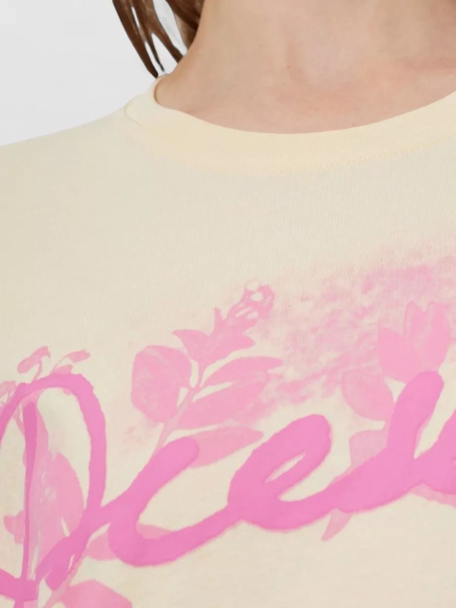 Diesel Logo Print Floral Print Cotton T-Shirt