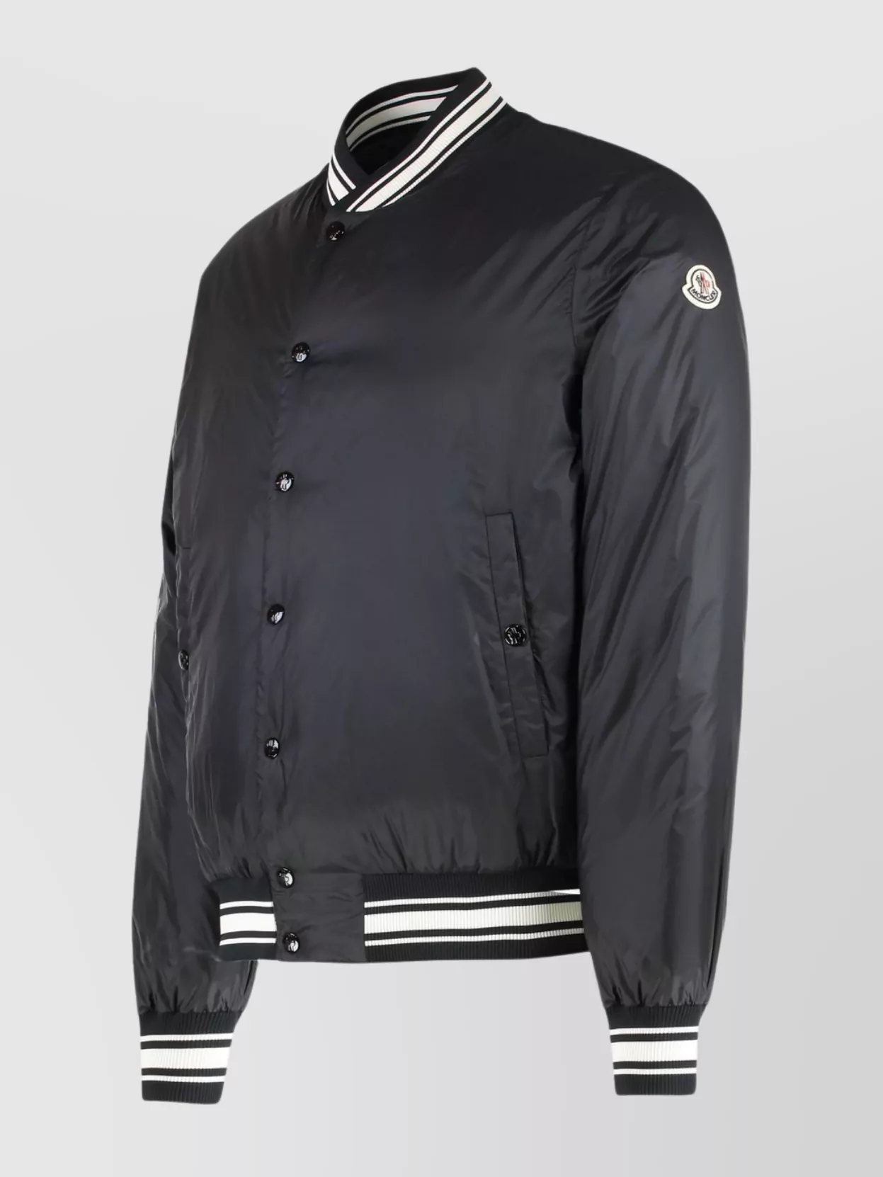 Moncler Contrast Trim Ribbed Bomber Down Jacket