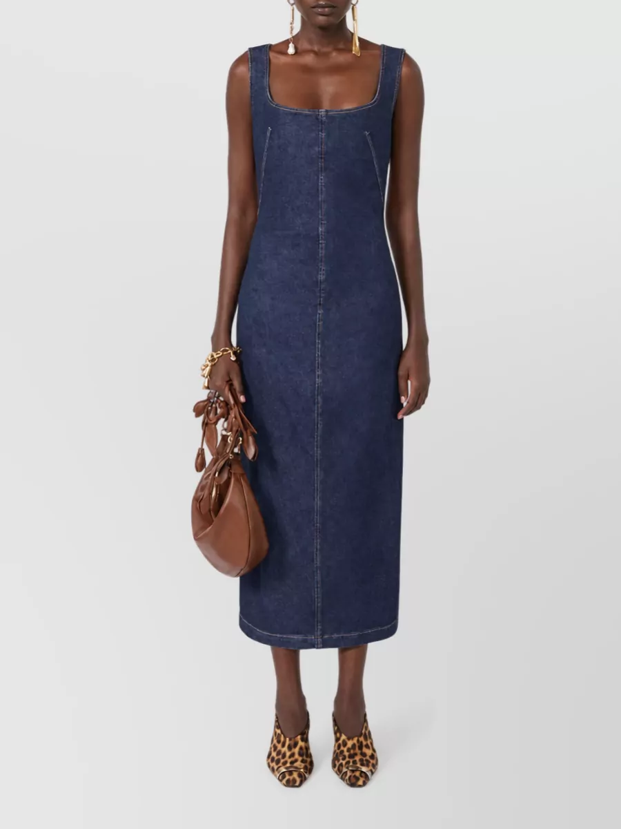 Sportmax Denim Sleeveless Square Neck Dress