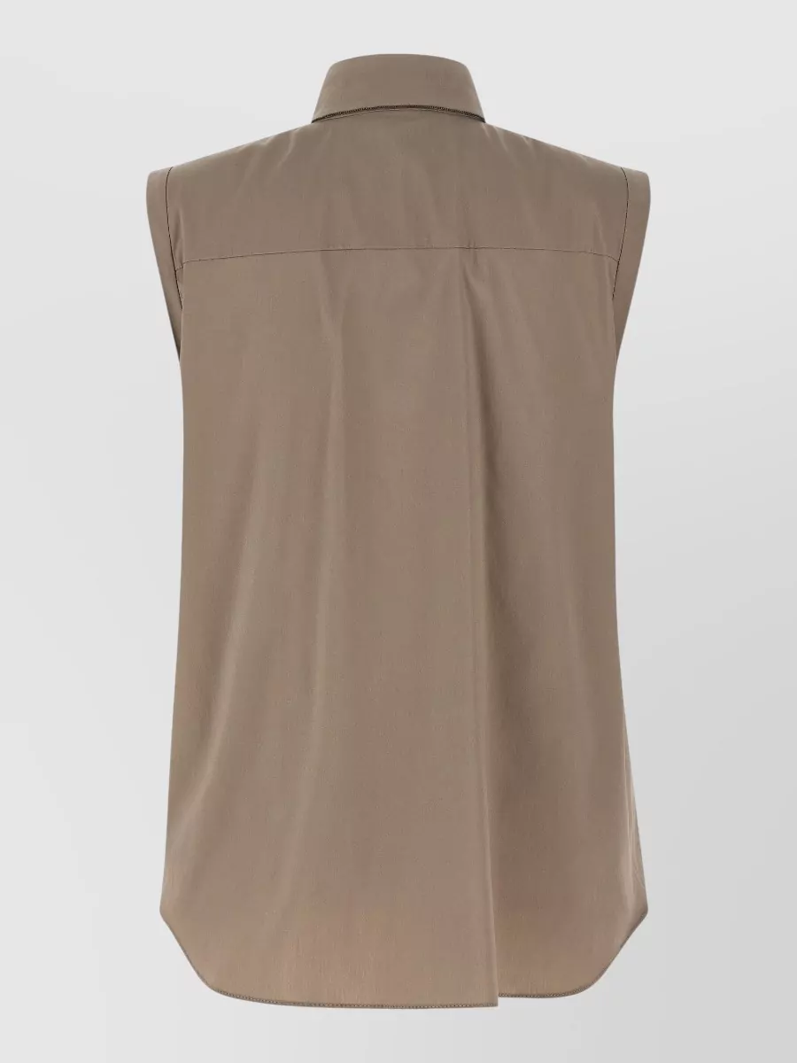 Brunello Cucinelli Sleeveless Shirt Featuring Pointed Collar