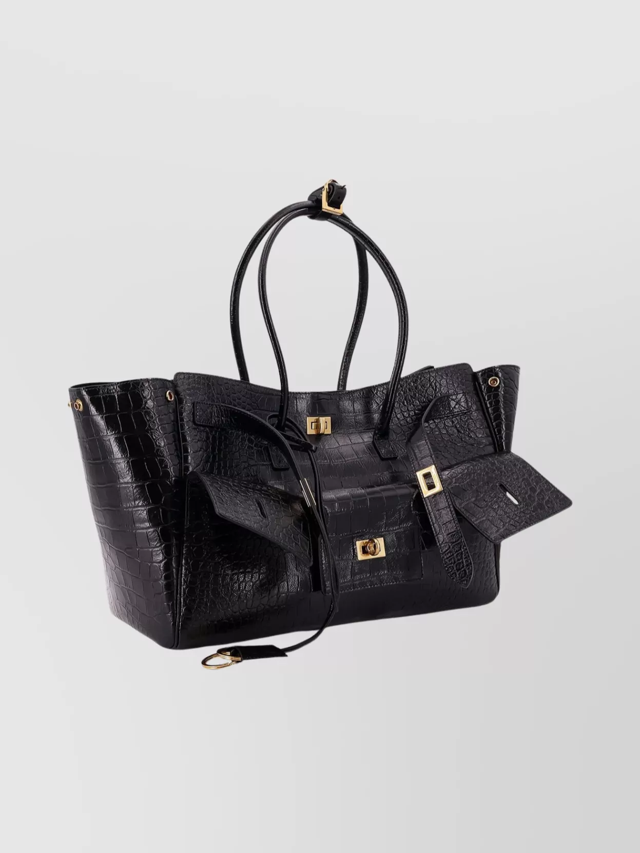 Balenciaga All Day Croco Leather Shoulder Bag