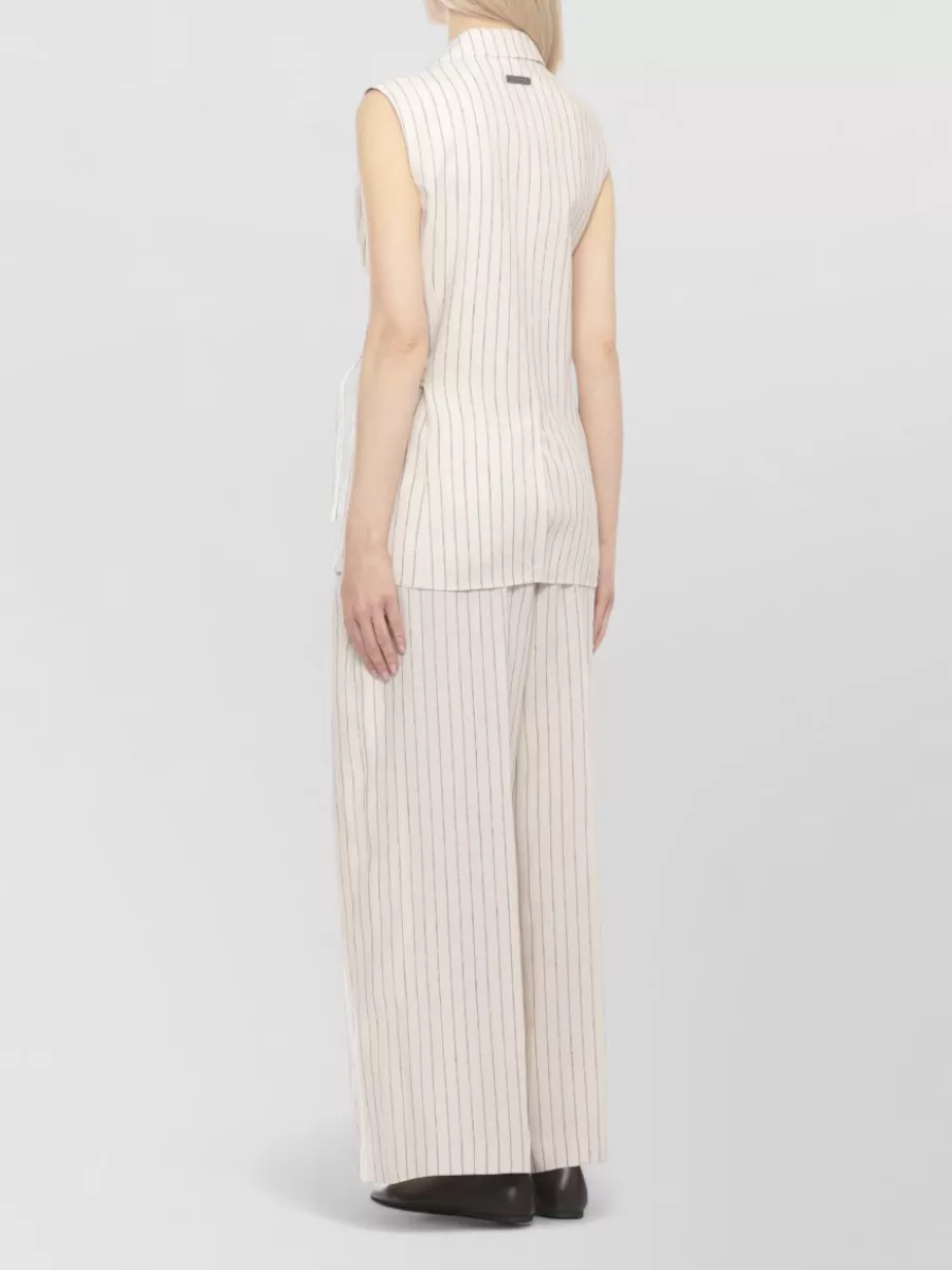 Peserico Striped Linen Sleeveless Vest