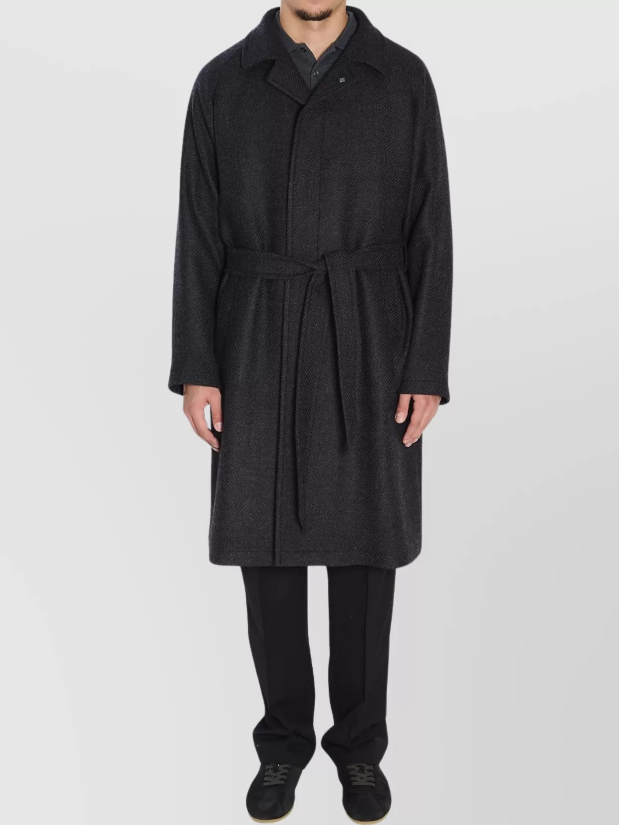 Tagliatore Midi Coat With Raglan Sleeves And Belt In Black