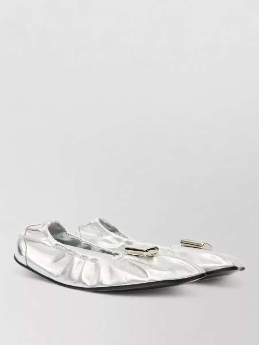 Mm6 Maison Margiela Leather Gathered Ballerina Flats