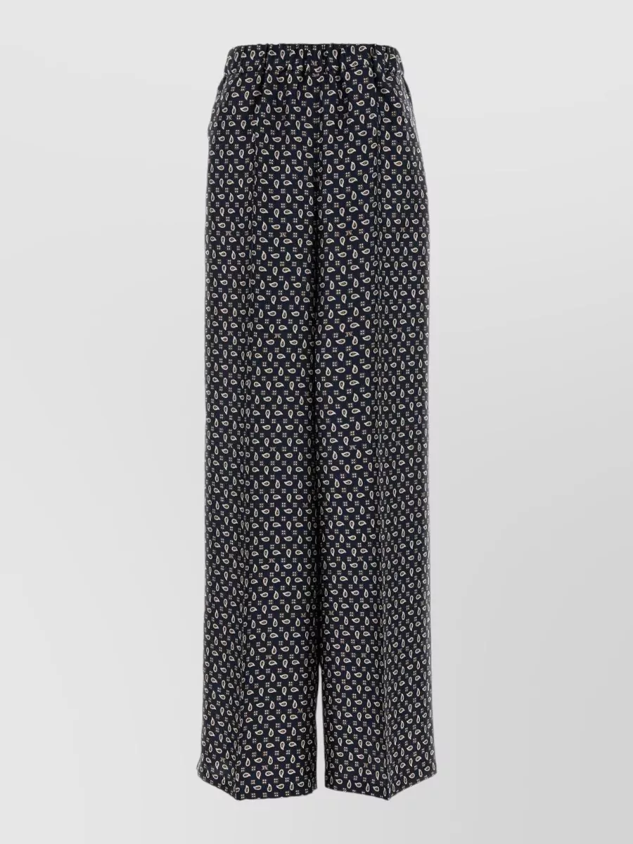 Max Mara Silk Printed Wide-Leg Trousers