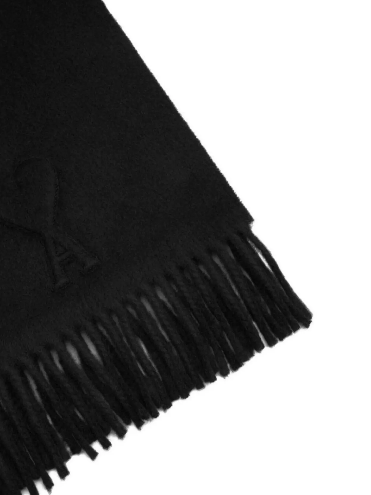 Ami Paris Rectangular Scarf With Soft Texture And Fringed Edges