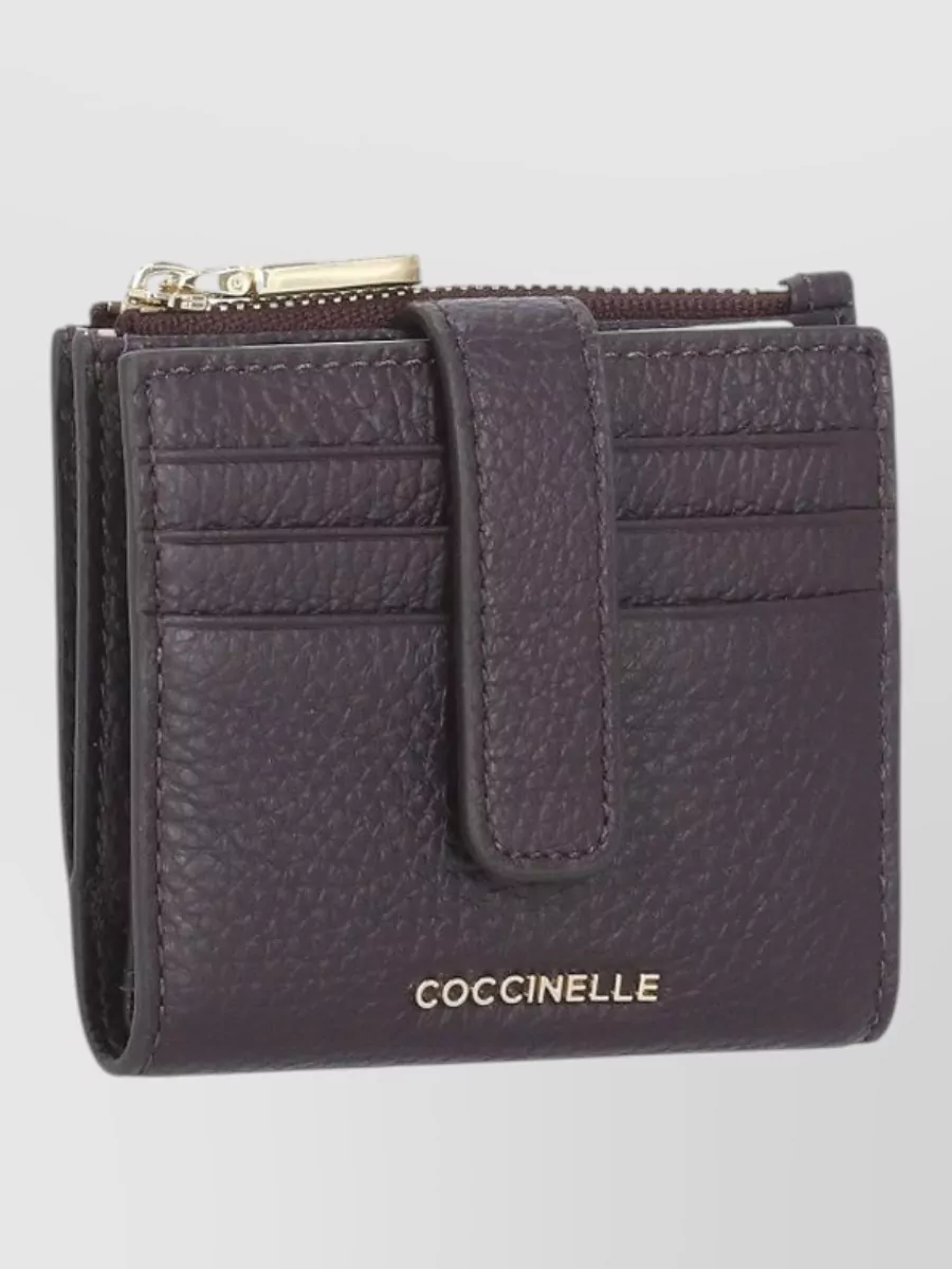 Coccinelle Leather Wallet Textured Finish Compact Design