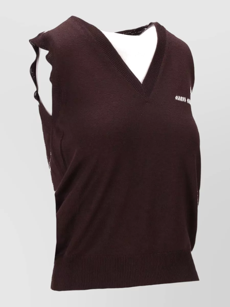 Miu Miu Wool Knitwear V Neck Sleeveless Top