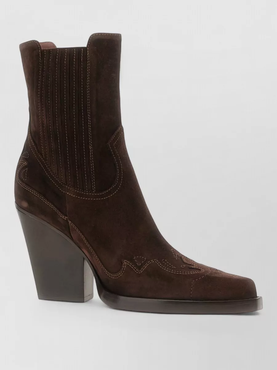 Paris Texas Suede Embroidered Ankle Boots