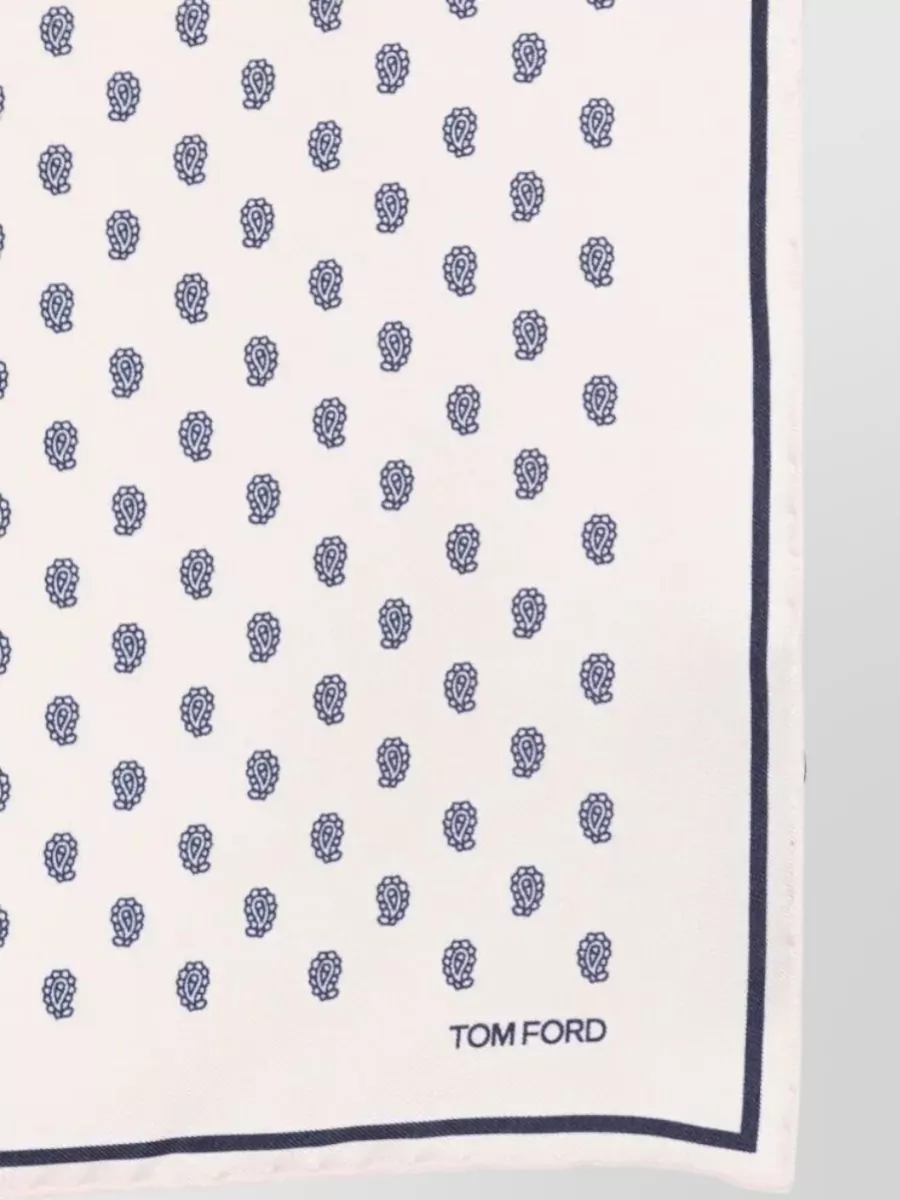Tom Ford Silk Pocket Square Contrast Border Pattern