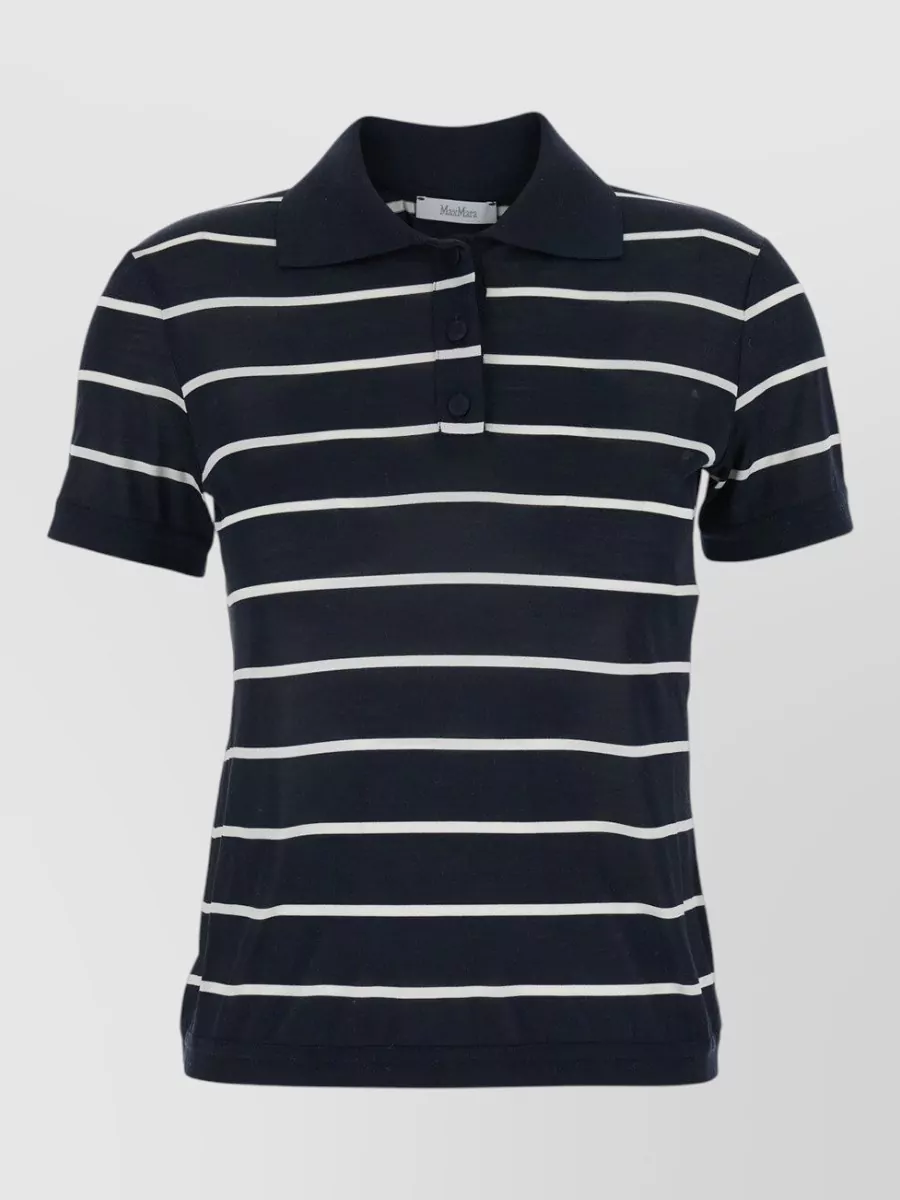 Max Mara silk striped short-sleeve polo shirt