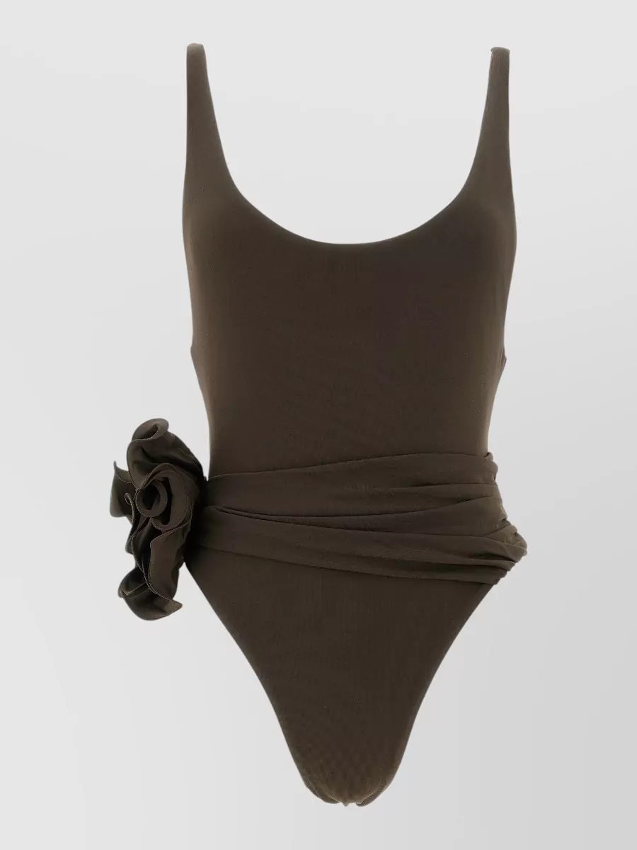 Magda Butrym draped one-piece swimsuit