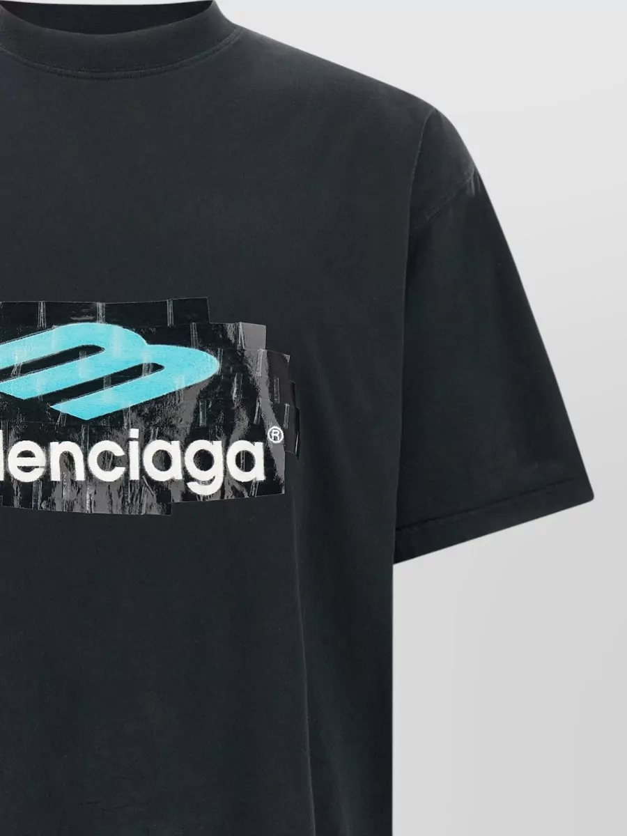 Balenciaga Logo Print Crew Neck Short Sleeve T-Shirt
