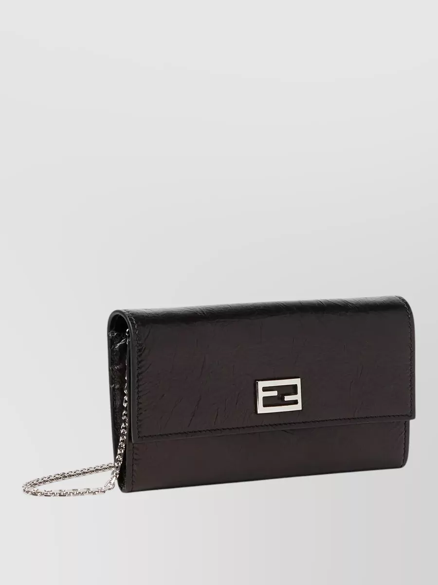 Fendi Leather Continental Chain Wallet