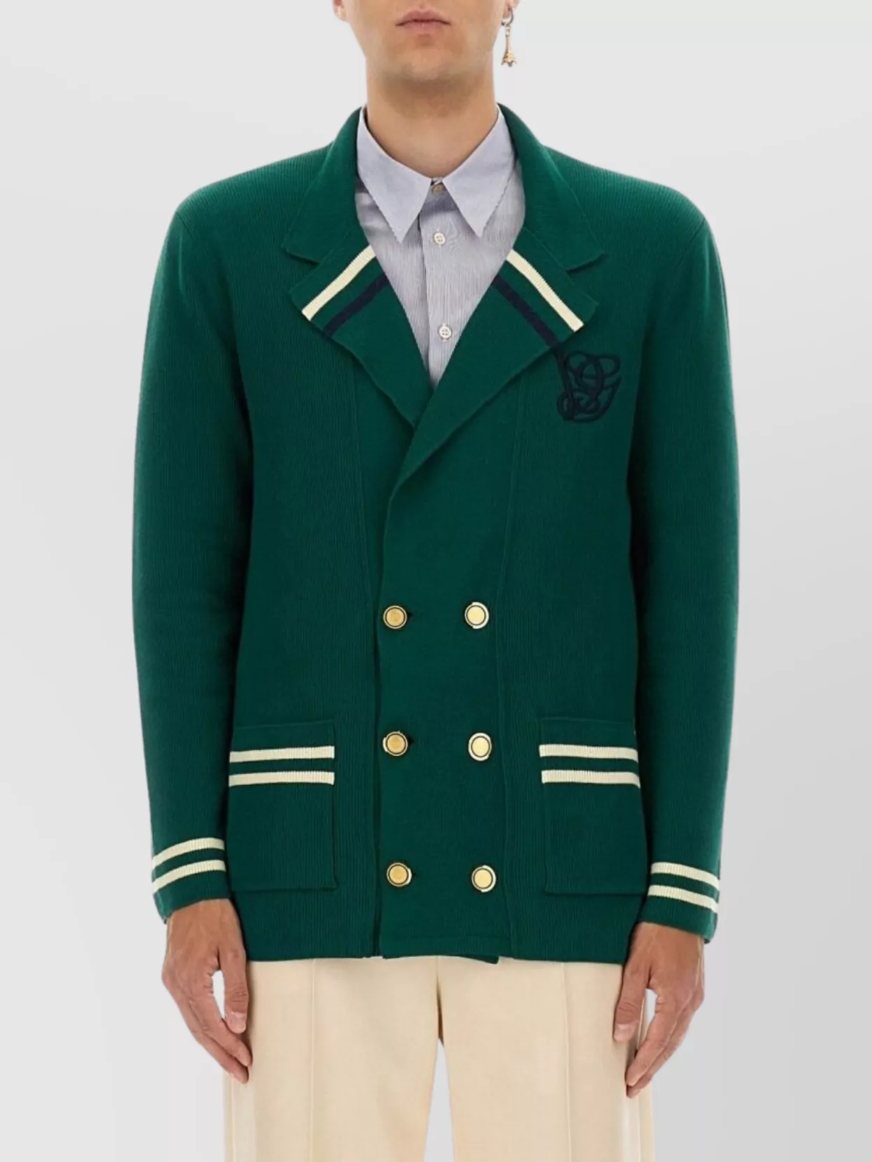 Valentino Wool And Cotton Jacket In Green