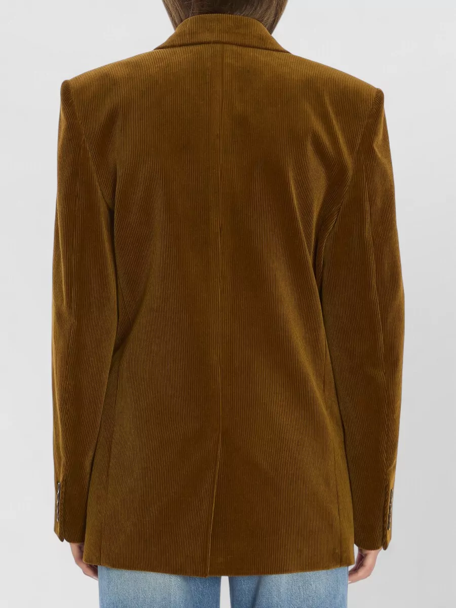Saint Laurent Corduroy Jacket Peak Lapels Padded Shoulders
