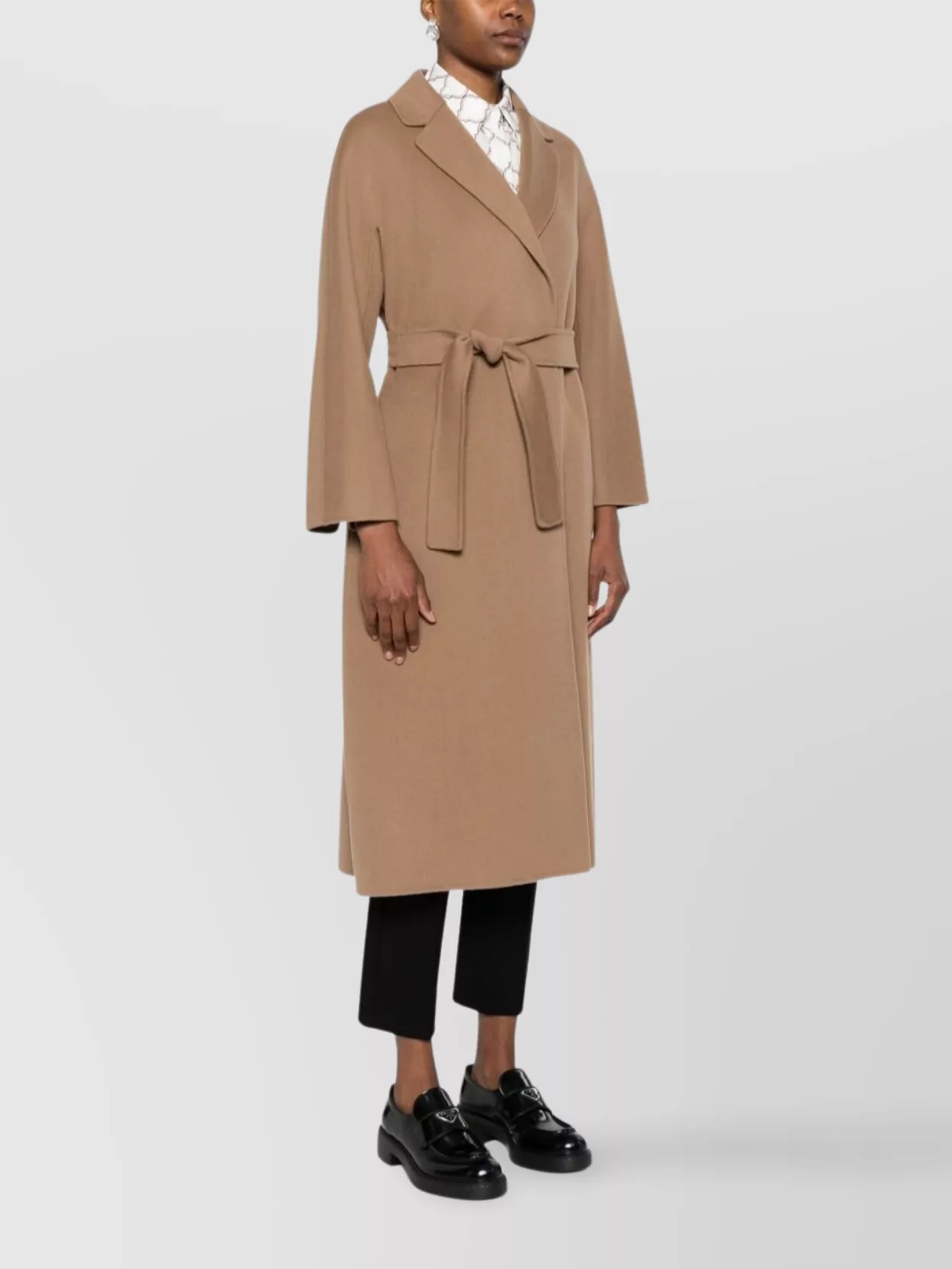 S Max Mara Drap Wool Coat Belted Waist