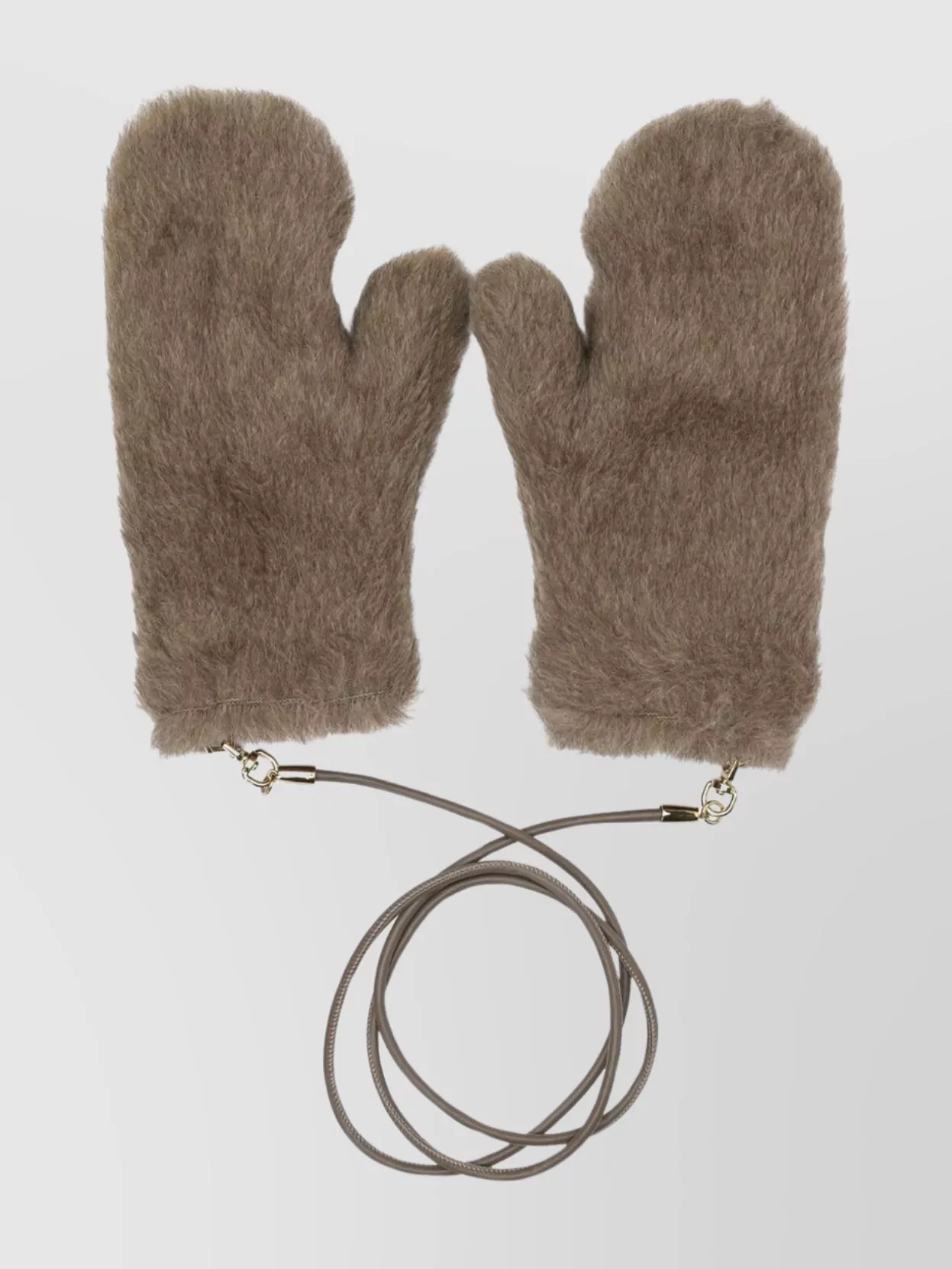 Max Mara Soft Faux Fur Gloves With Detachable Strap In Brown