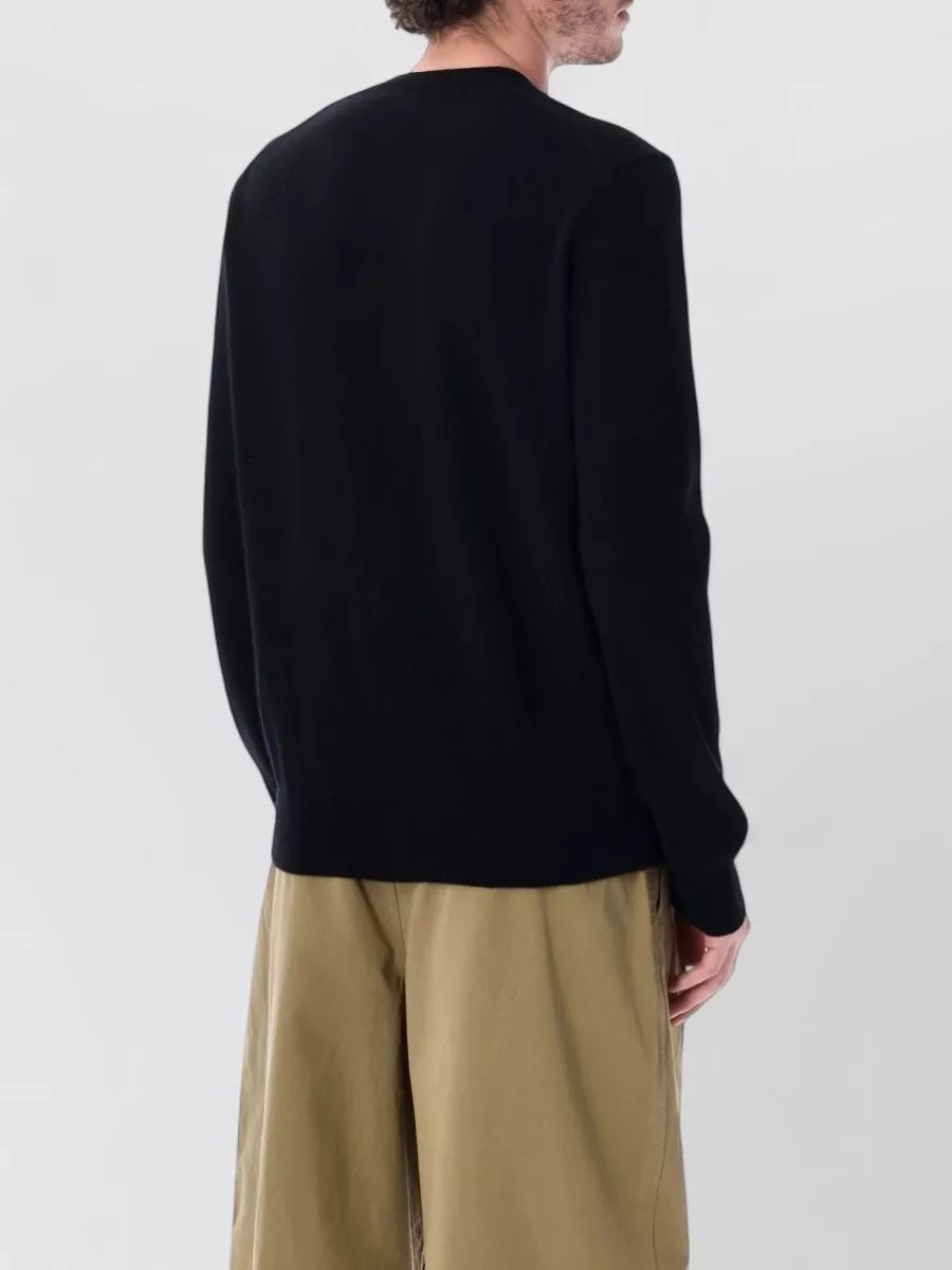 Comme Des Garçons Play Wool Ribbed Crew Neck Cardigan