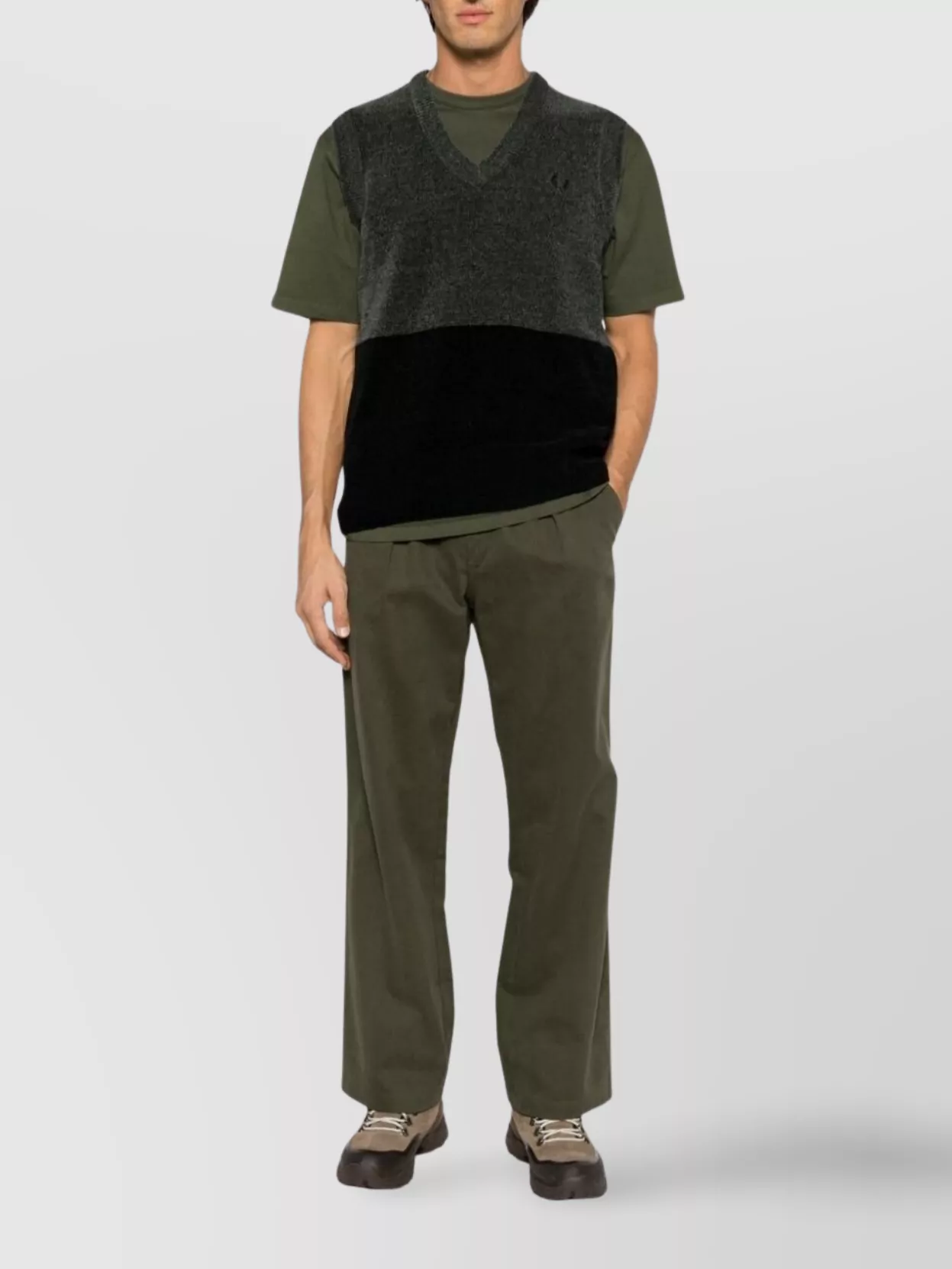 Fred Perry Block Design Ribbed Hem Sleeveless V-neck Tank In Multi
