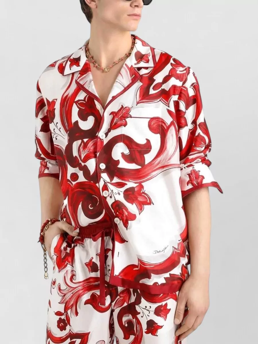 Dolce&Gabbana Silk Printed Long-Sleeve Shirt