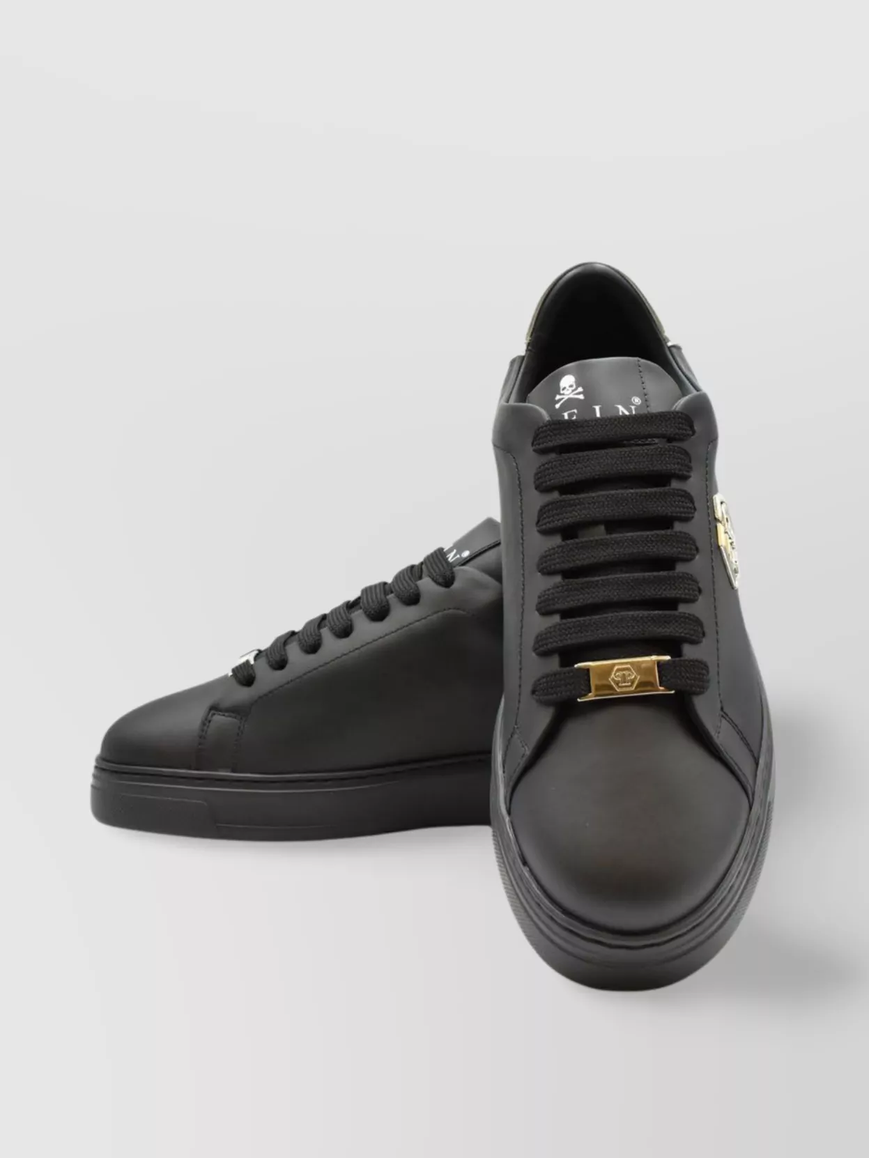 Philipp Plein Metallic Heel Detail Flat Sole Sneakers