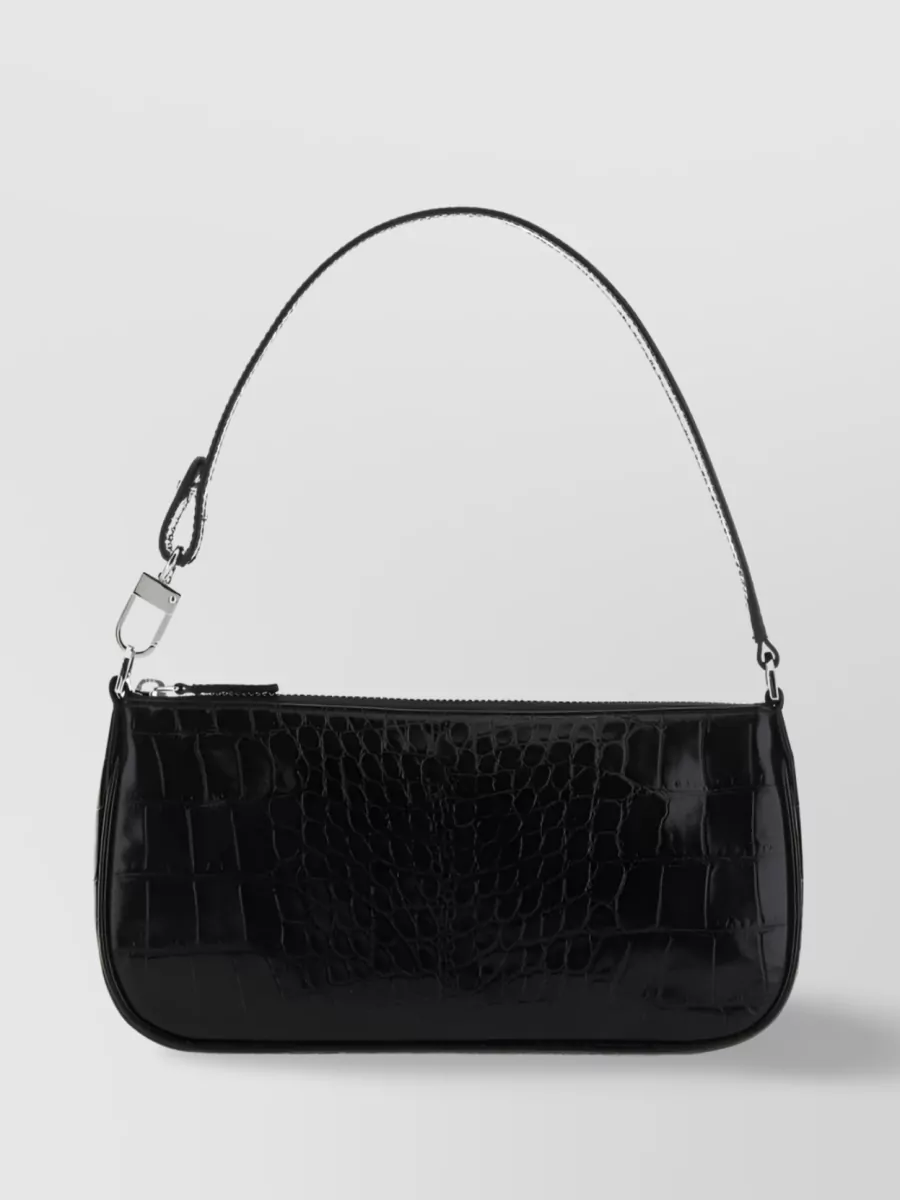 Shop By Far Rachel Croc-effect Leather Shoulder Bag In Black