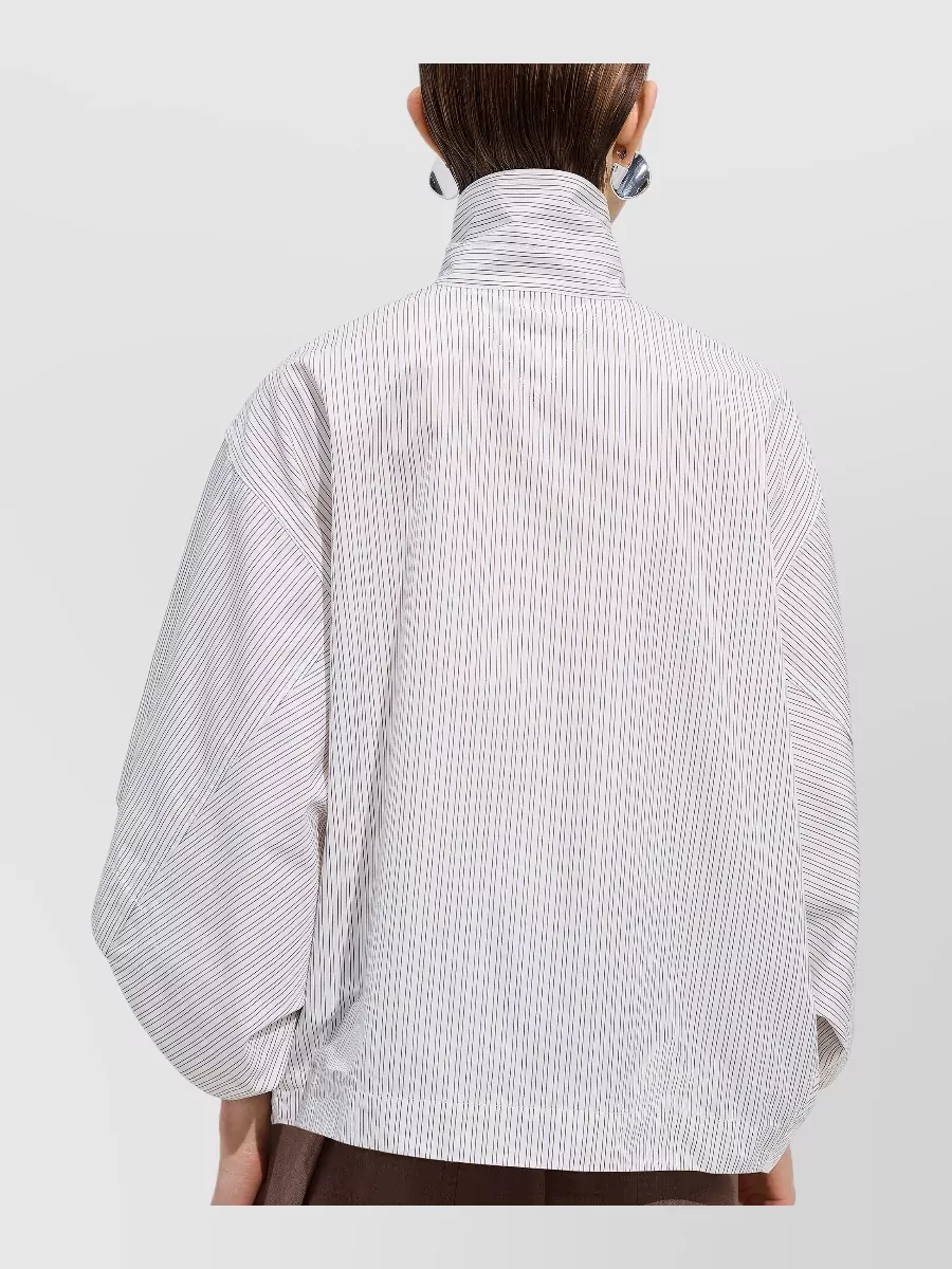Bottega Veneta Cotton High-Neck Wide-Sleeve Poplin Shirt