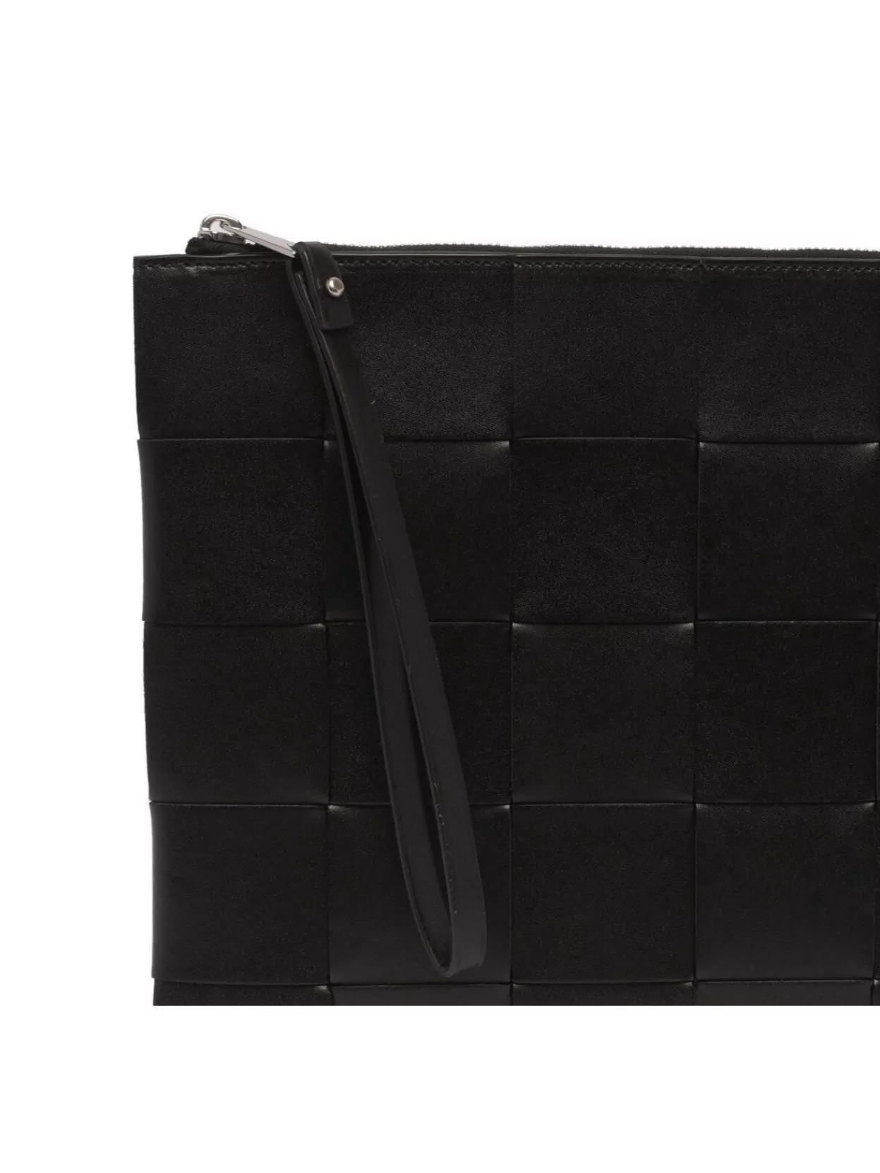 Bottega Veneta Woven Rectangular Clutch With Wrist Strap Detail