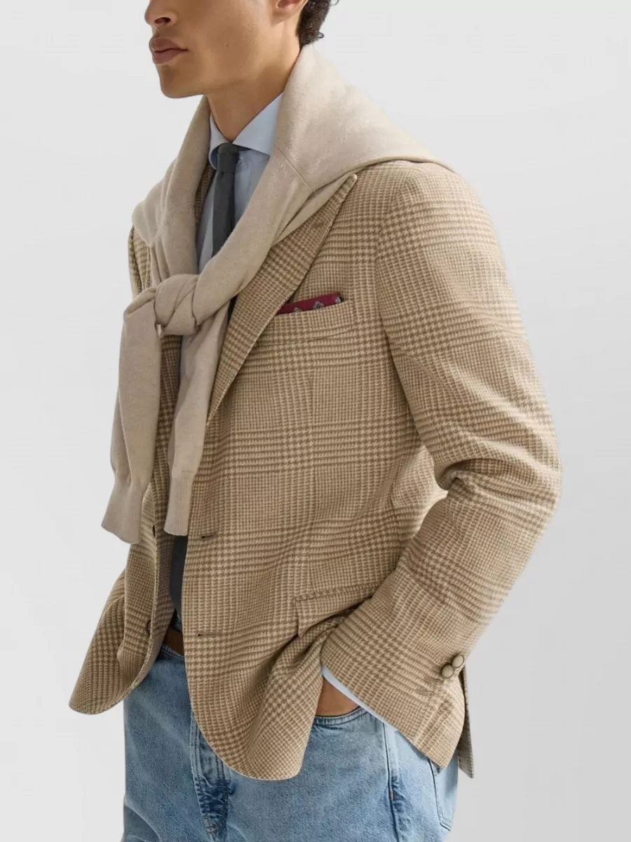 Brunello Cucinelli Cashmere Blend Checked Single Breasted Blazer