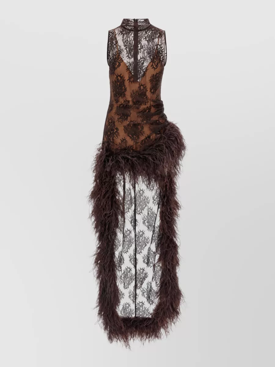 Giuseppe Di Morabito sleeveless high-neck lace maxi dress