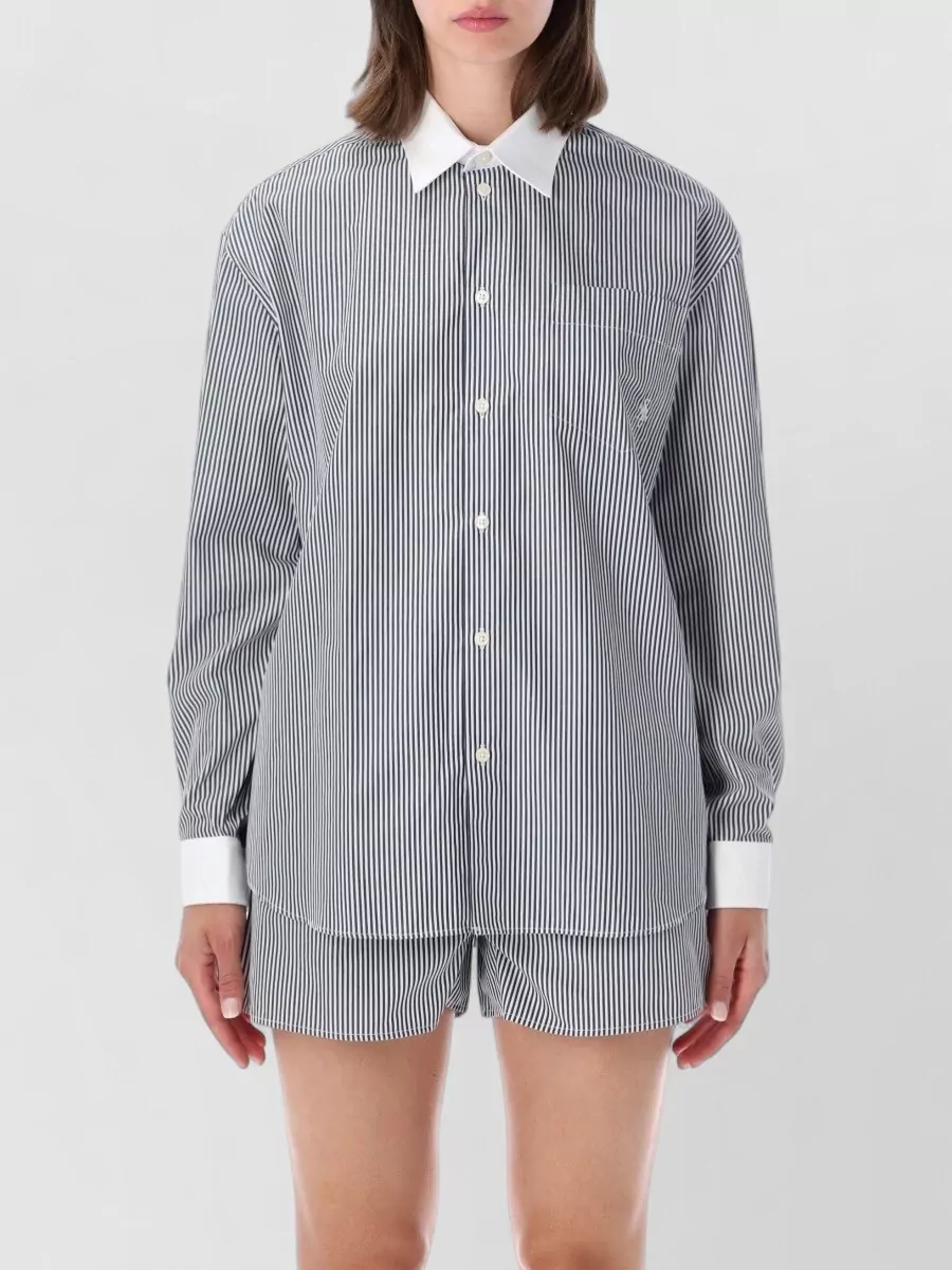 Sporty & Rich striped oversized cotton pyjama set