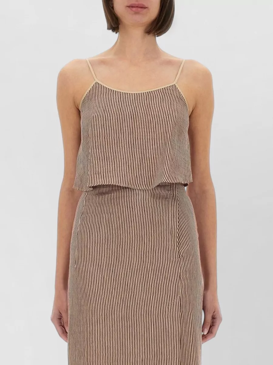 Alysi Silk Micro Stripe Cropped Top