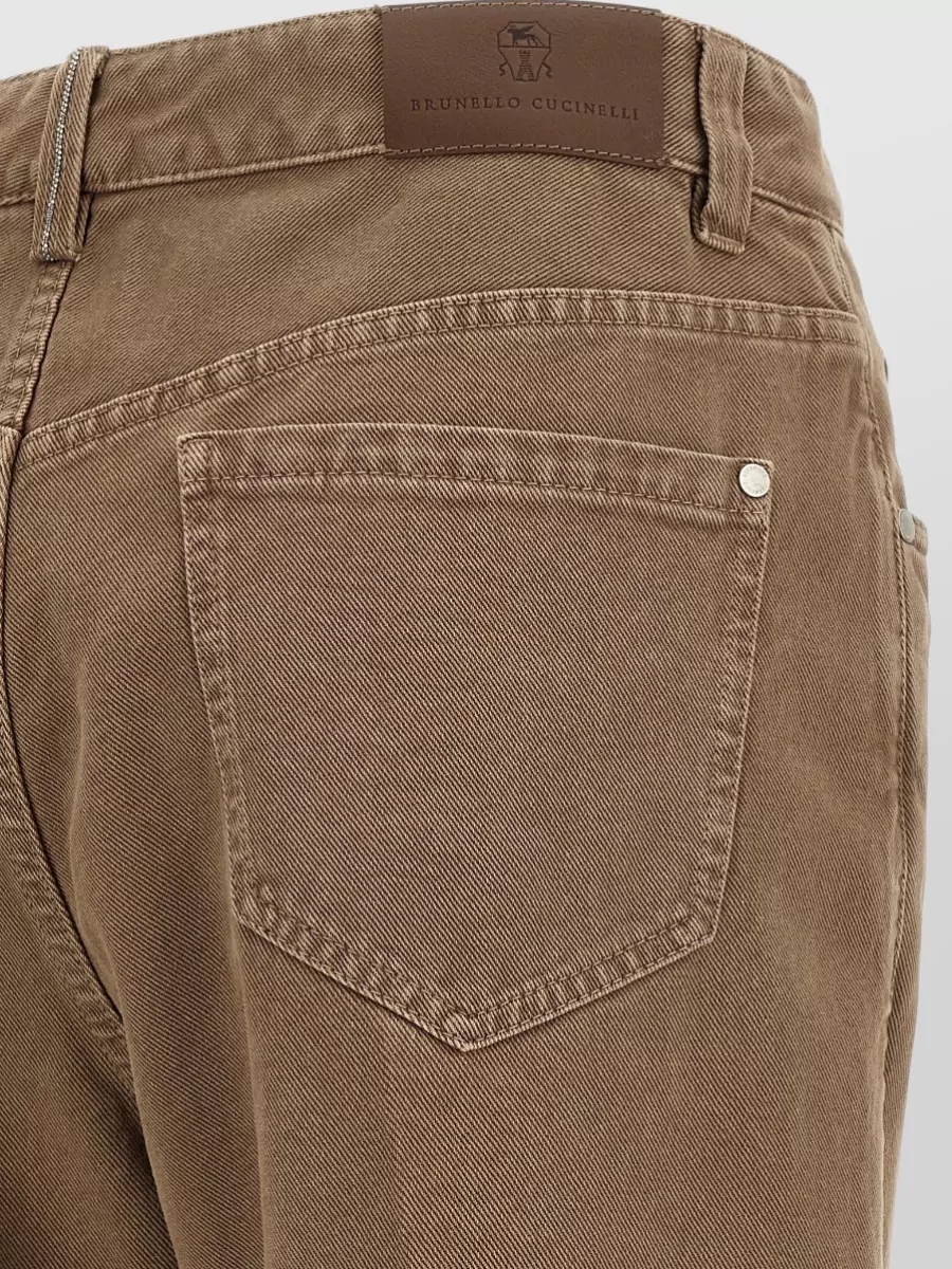 Brunello Cucinelli Denim Trousers Straight Leg Belt Loops Pockets