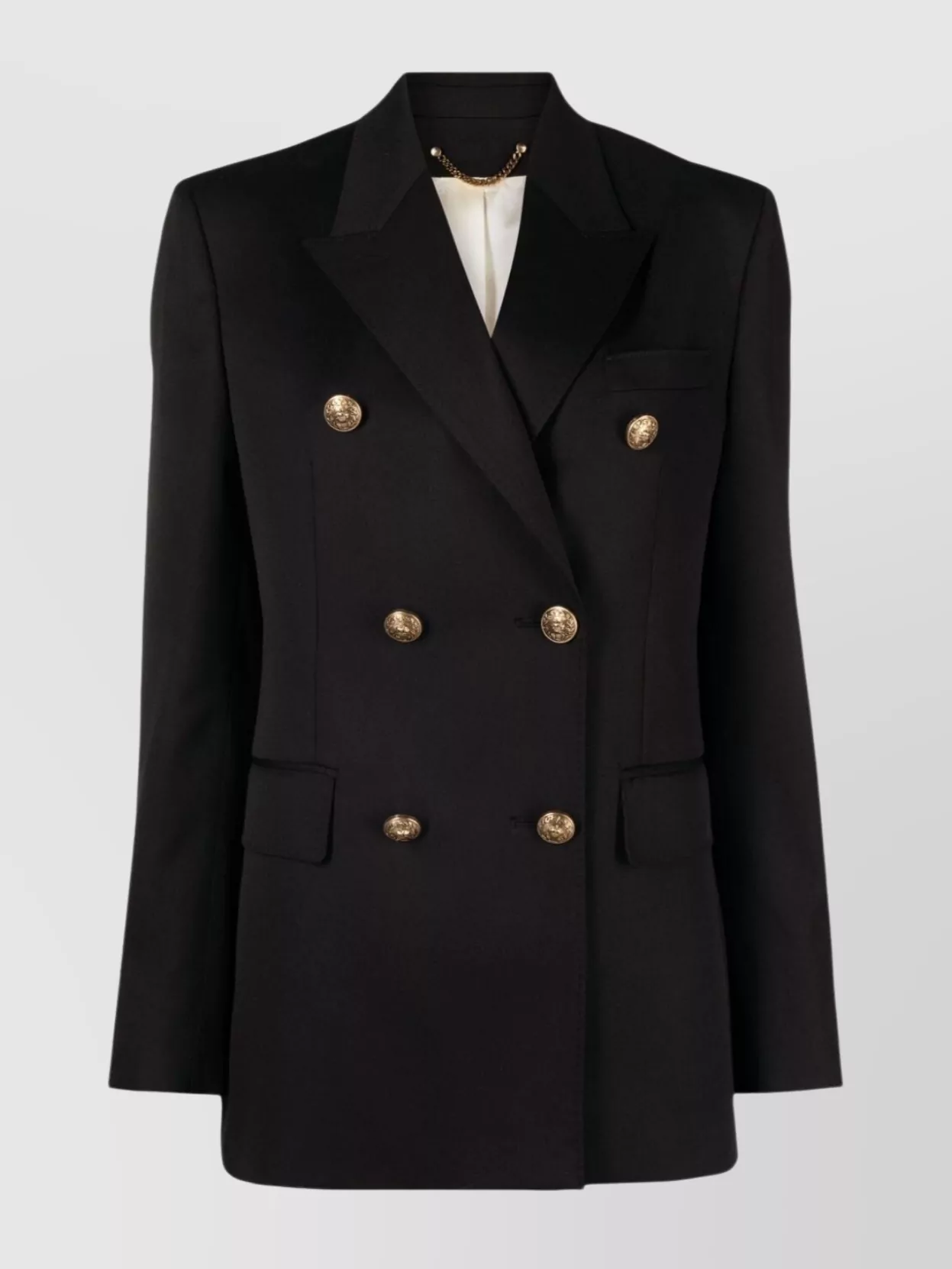 Shop Golden Goose Tailored Wool Blazer With Peak Lapels And Shoulder Pads In Black