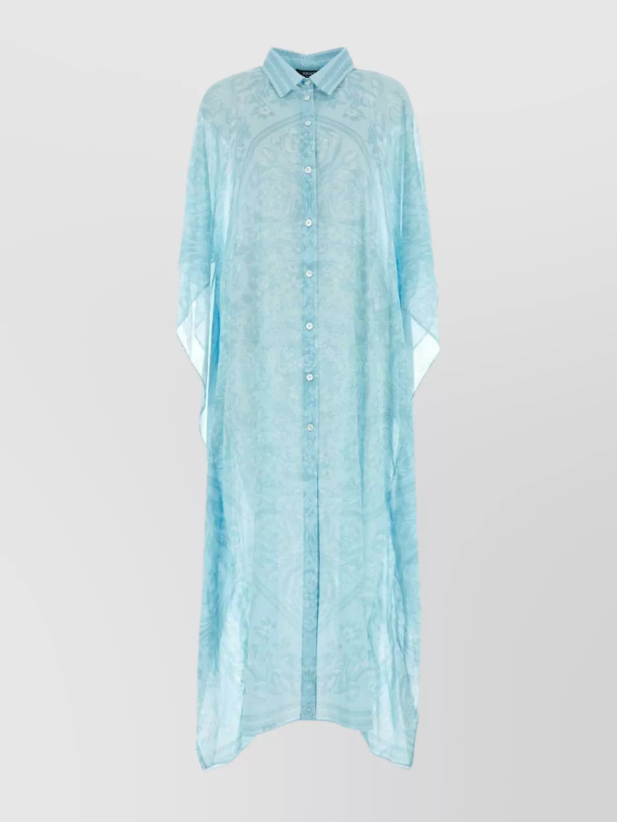 Versace Printed Design Sheer Chiffon Cover-up In Blue