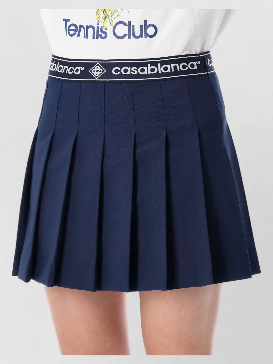 Casablanca Pleated Logo-Print Mini Skirt