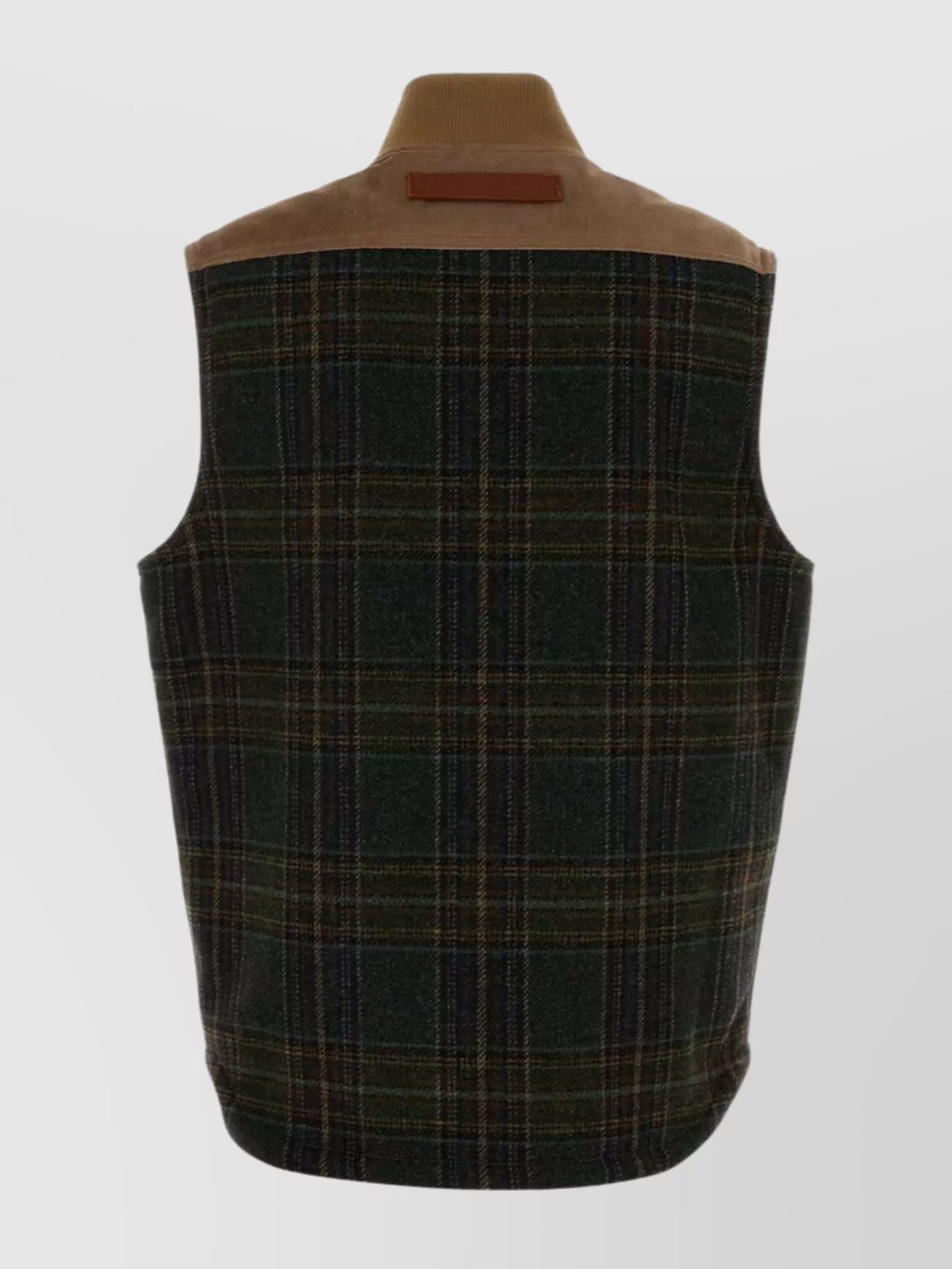 Junya Watanabe Sleeveless Jacket With Patch Pockets And Contrast Panels In Brown