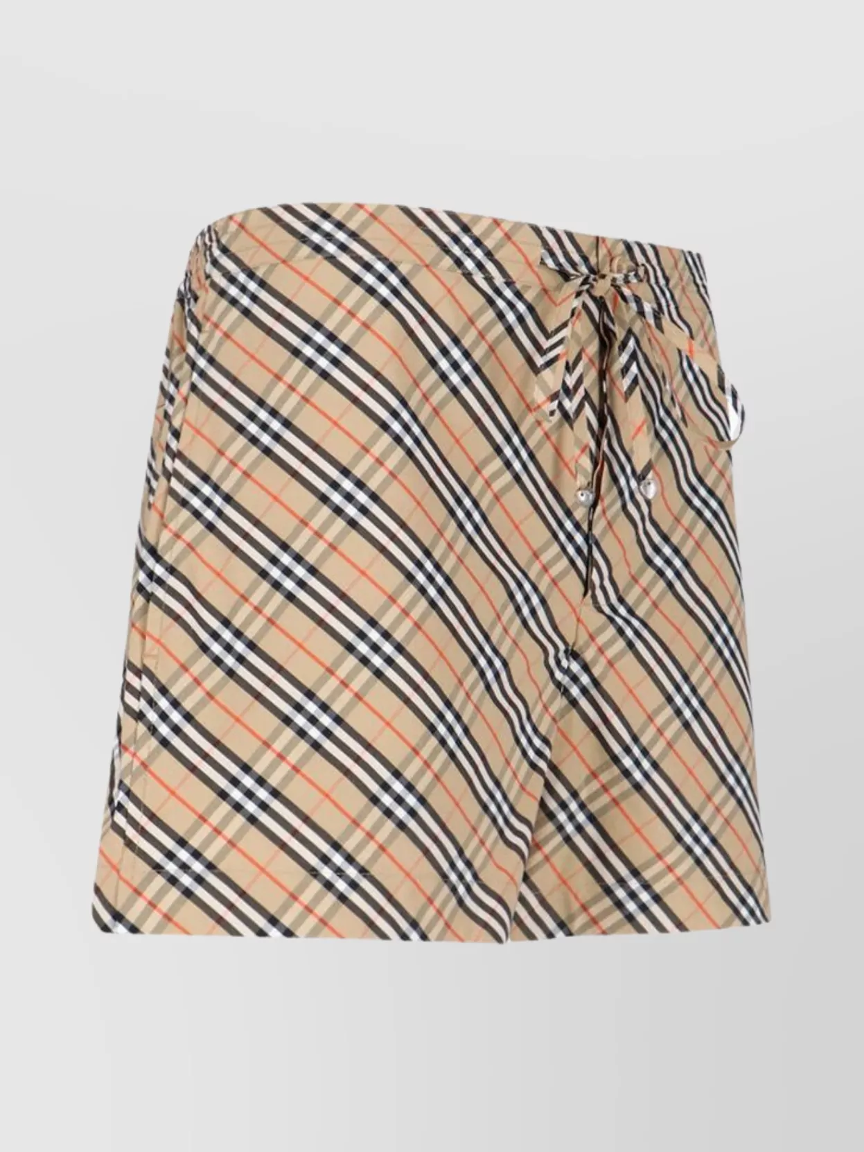 Shop Burberry Straight Check Pattern Elastic Waist Shorts In Neutrals